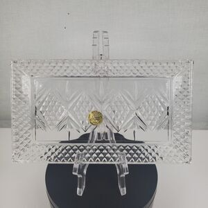Cristal D'Arques France 24% Lead Crystal Glass Diamond Point Cut Dish Rectangle